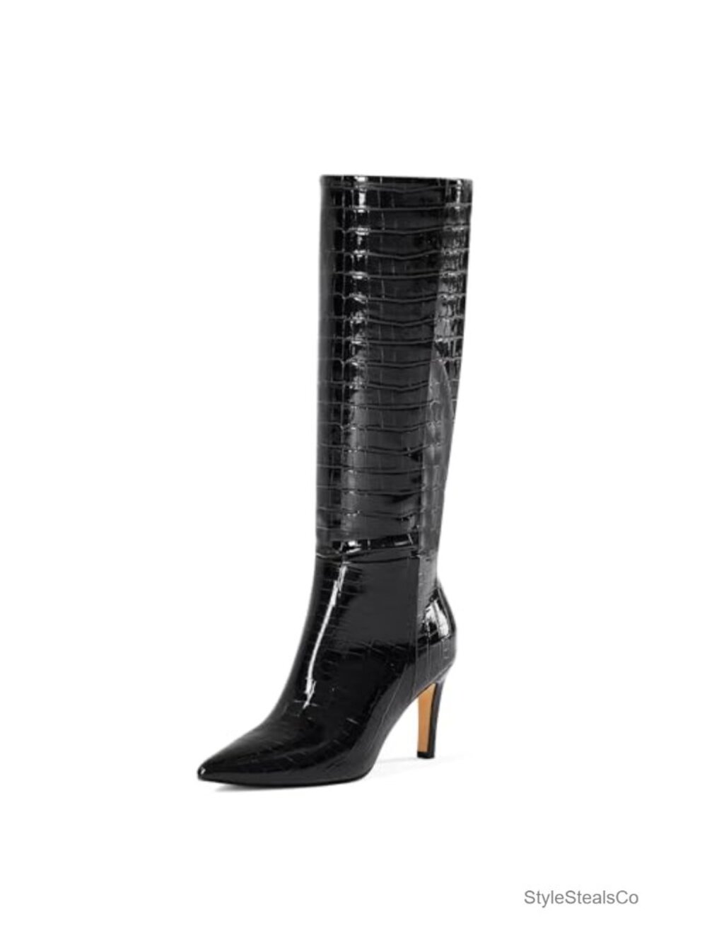 Wide Calf Knee High Boots 3 Inch Heel Pointed Toe Dressy Party Night Out